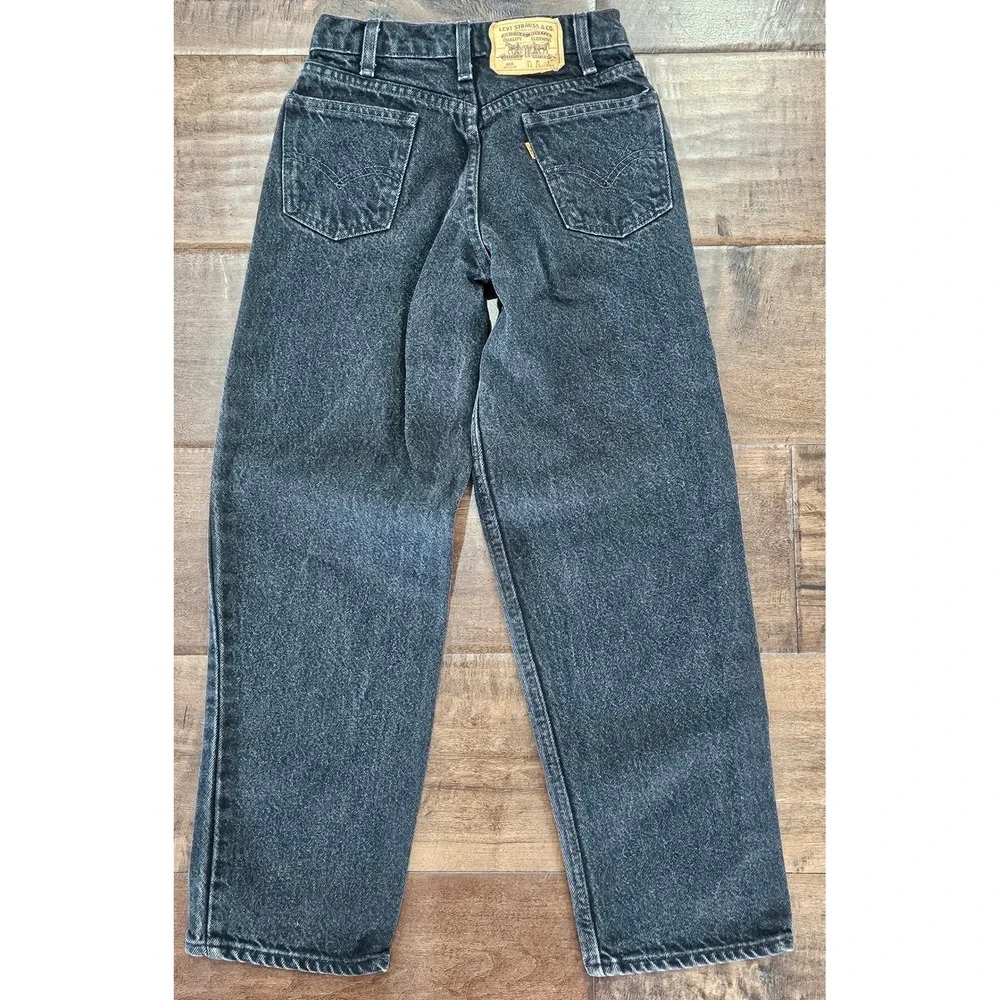 Vintage Levis 560 Regular‎ Black Acid Wash Orange Tab Jeans Kids Size 12 W26